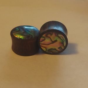 Abalone Inlay Wooden Plugs 3/4"
